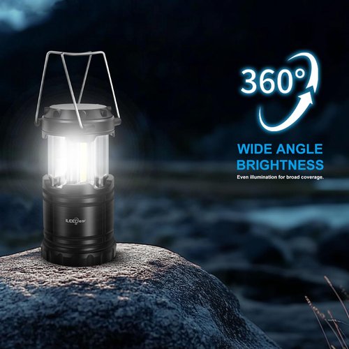 ILEEDear LED Camping Lantern, Battery Operated Lights, Adjustable Brightness for Camping, Power Outages, Emergencies, Outdoor Collapsible Lanterns, 4 Pack