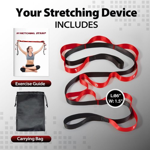 Acozycoo Stretching Strap - 10 Loop Yoga Strap for Physical Therapy & Flexibility Training