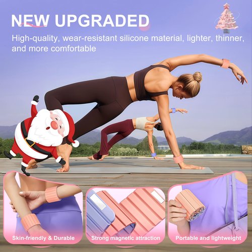 Lxlivn 2025 Upgraded Magnetic Ankle Weights for Women, Wrist Weights,Silicone (Waterproof), Non-Slip, Easy Wear, Adjustable (Men & Women), Ideal for Jogging/Yoga/Pilates & More, Great Gift.（2 Pack）