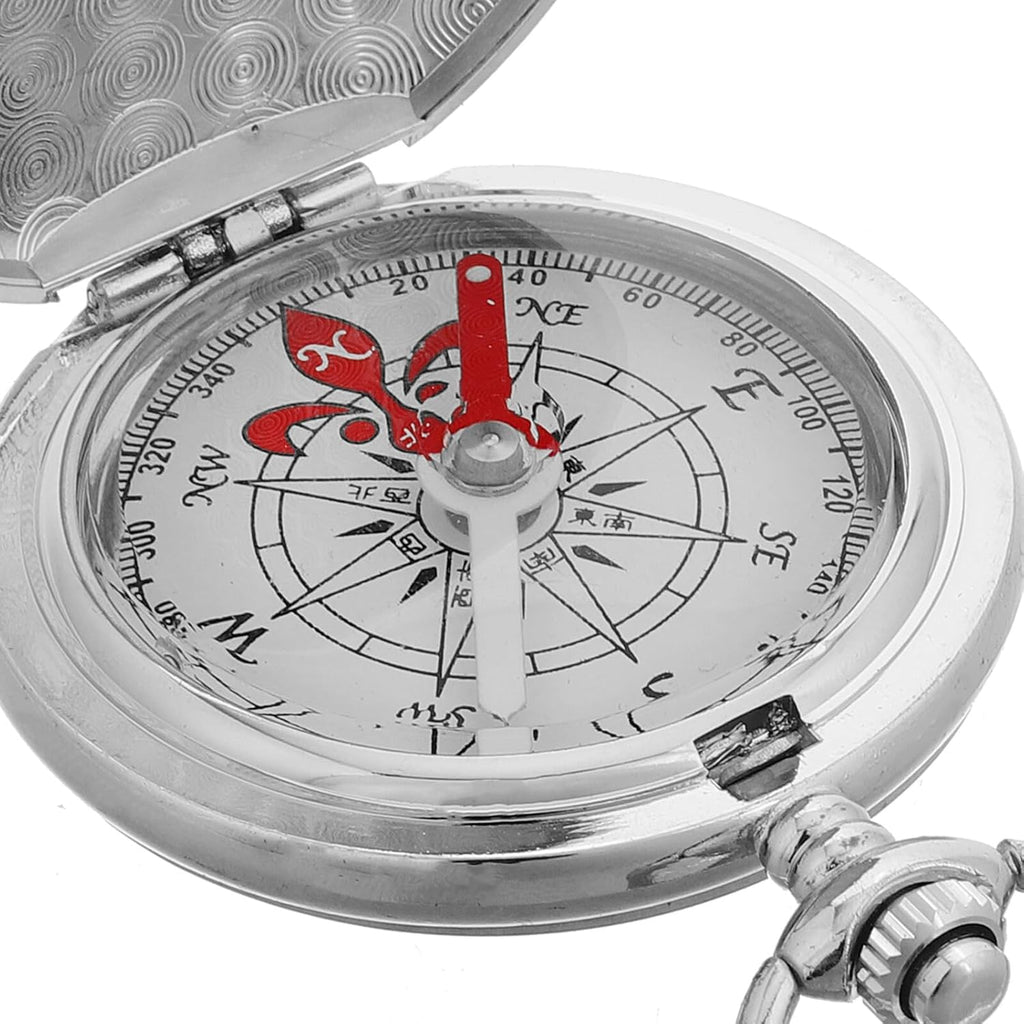 Skiennix Luminous Pocket Watch Compass - Vintage Flip Cover for Outdoor Navigation | Silver Zinc Alloy