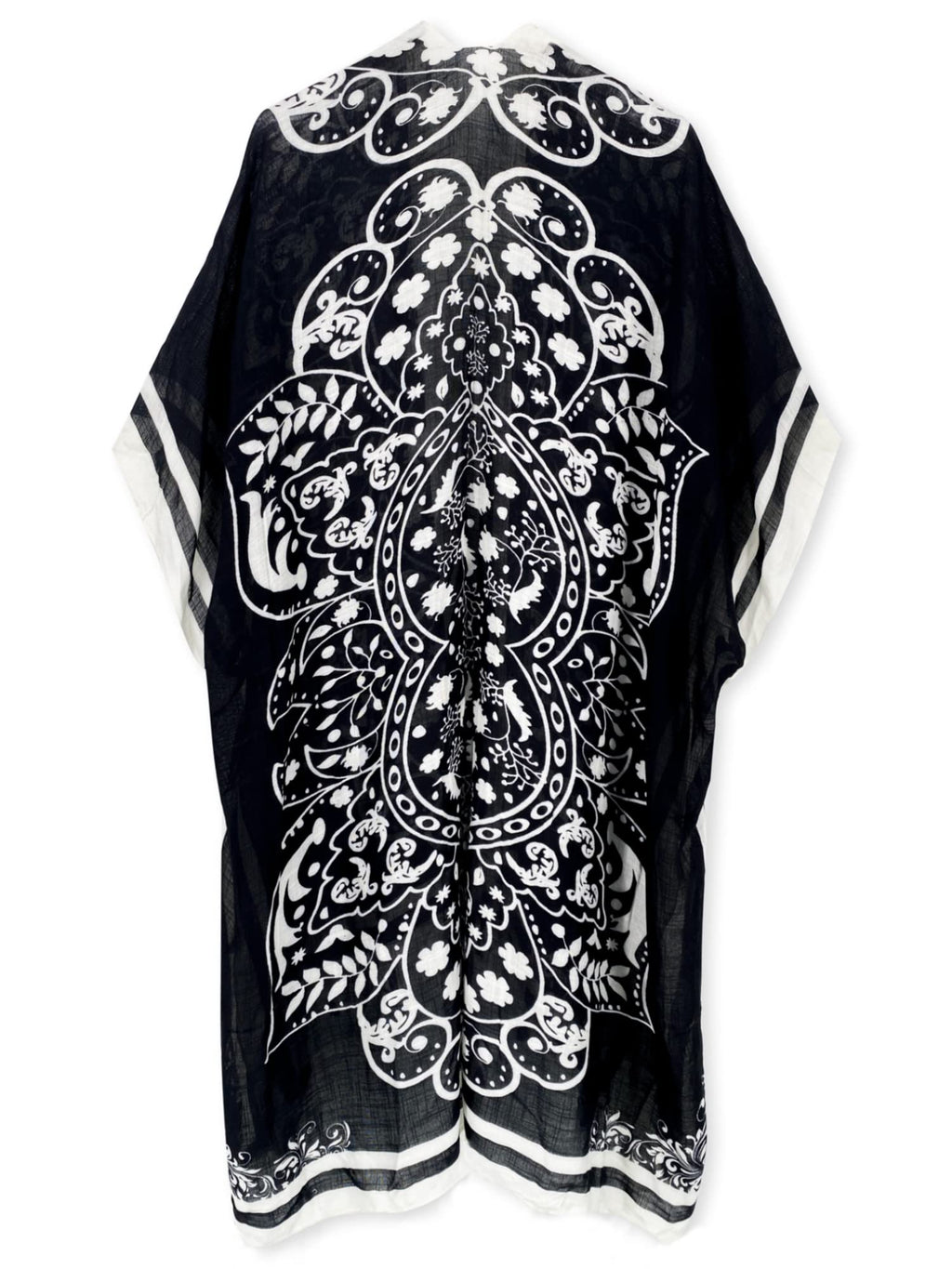 Breezy Lane Kimonos for Women Beach Coverup Bathing Suit Cover Ups for Swimsuit Boho Kimono Cardigans with Black Print