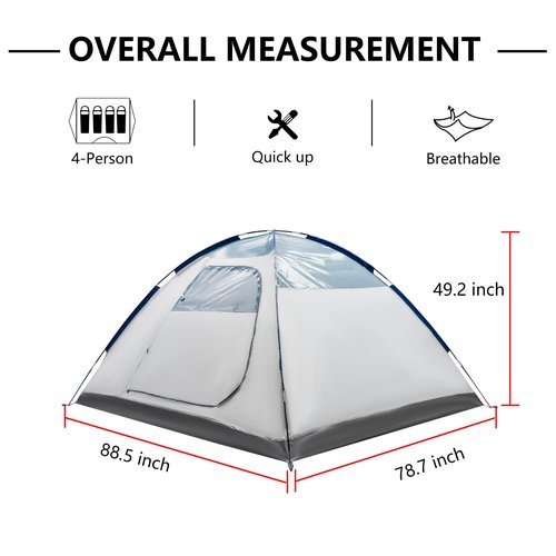 ASFANES Screened Camping Tent, 4 Person Waterproof, Haven Tent, Backpack Double Layer Shelter, Easy Setup and Portable for Outdoor, Picnic, Navy Blue.
