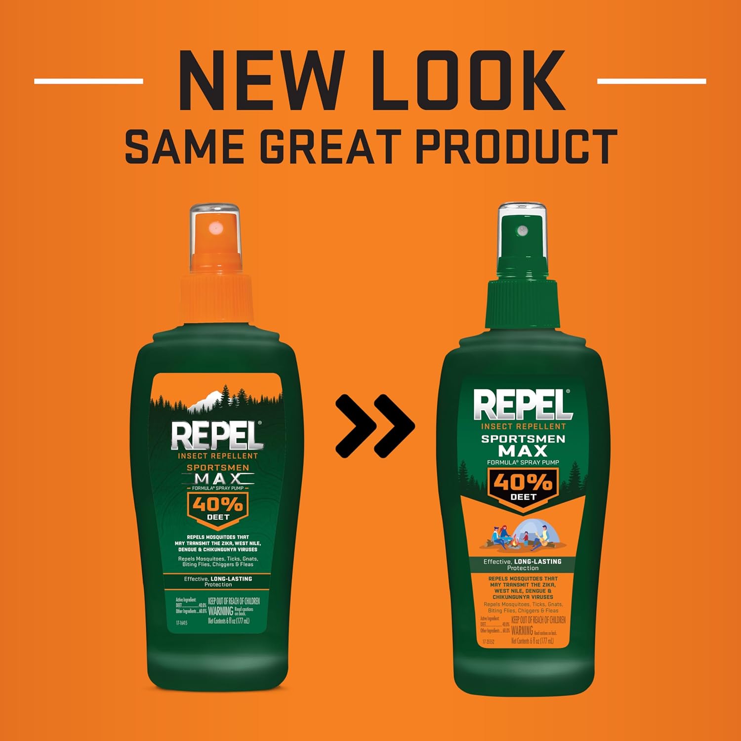 Repel Insect Repellent - Sportsman Max Formula with 40% DEET | Long-Lasting Protection Against Mosquitoes, Ticks & Gnats - 6 fl oz (Pack of 2)