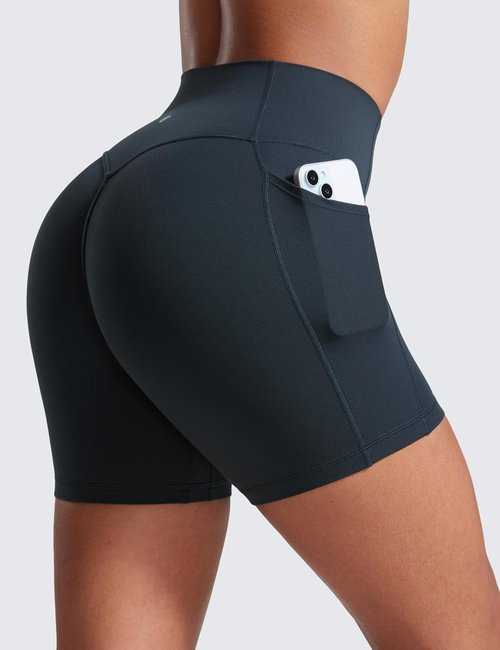 CRZ YOGA Biker Shorts - Secretsculpt Butterlift Design with Pockets | 5'' High Waist for Ultimate Comfort