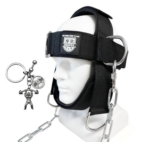 Neck Strap with Chain for Weightlifting, Nylon & Neoprene Workout Equipment, Adjustable Weight Training Strap, Gym Neck Support Strap, Heavy Duty Weightlifting Accessories for Strength Training.