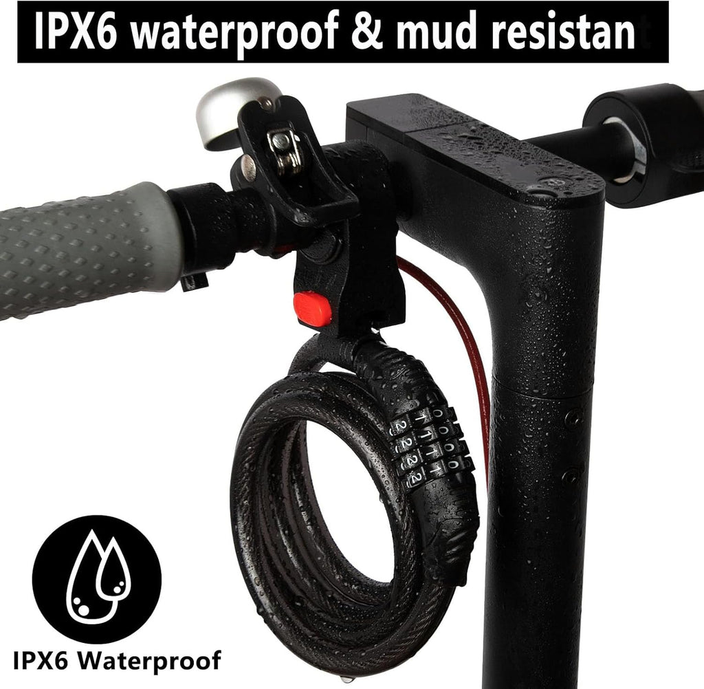 Skiennix E-Scooter Lock - 4 Ft Long Combination Cable Lock for Xiaomi M365/Max/Ninebot | Anti-Theft Security