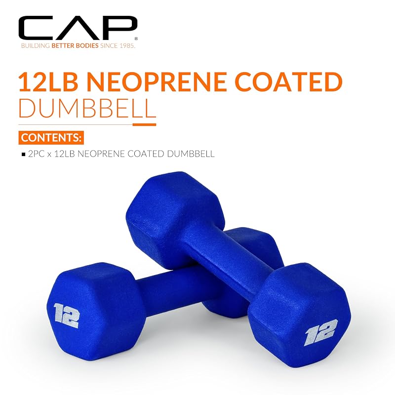 12 lb Color Series Neoprene Dumbbell Pair - Non-Slip Hex, Admiral Blue