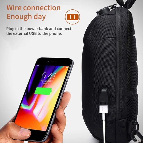 OZUKO Men Sling Backpack - Anti-Theft Crossbody Bag with USB Charging Port, Waterproof Lightweight Travel Hiking Commute Bag(Black)