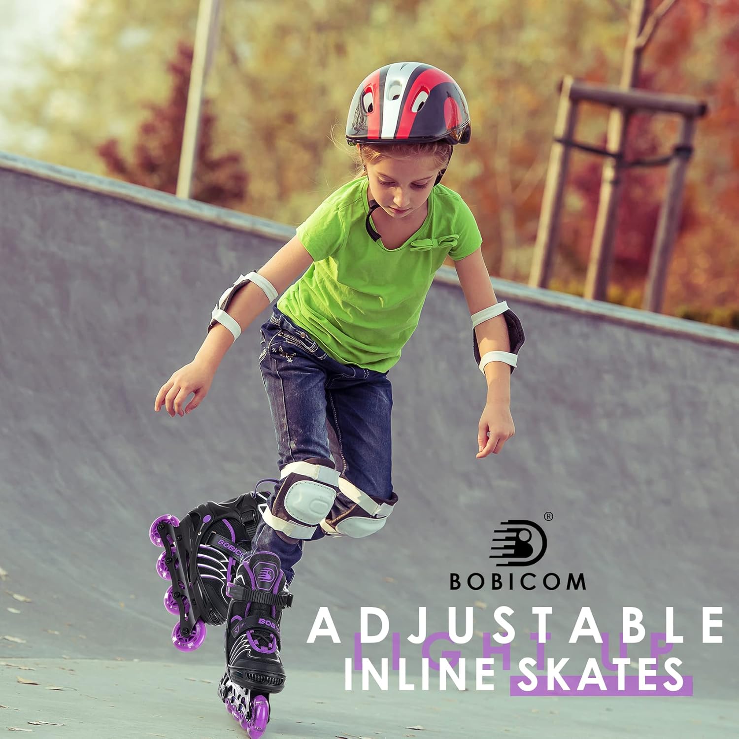 Skiennix Adjustable Inline Skates - Full Light-Up Wheels for Kids & Adults | Outdoor Fun for All Ages