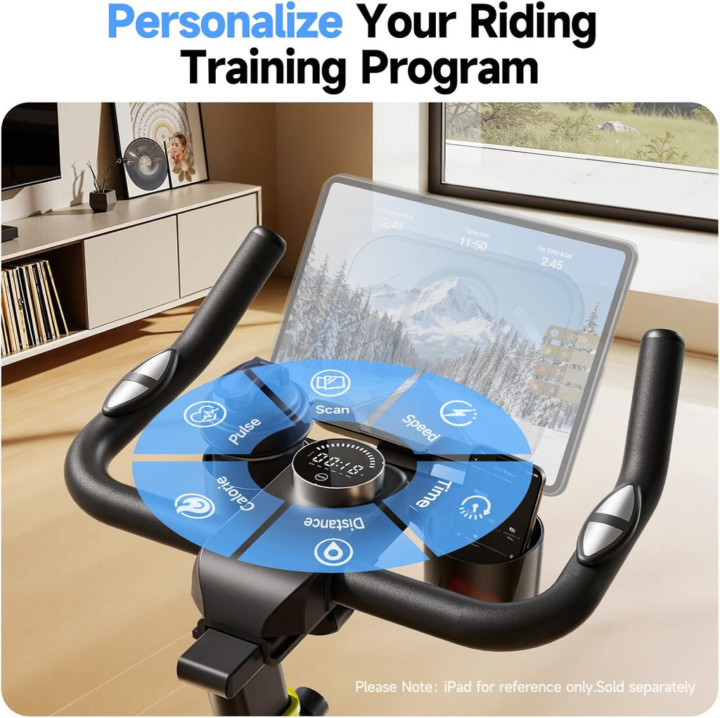 YPOO Exercise Bike - Adjustable Magnetic Resistance Indoor Bike with App & 330lbs Capacity