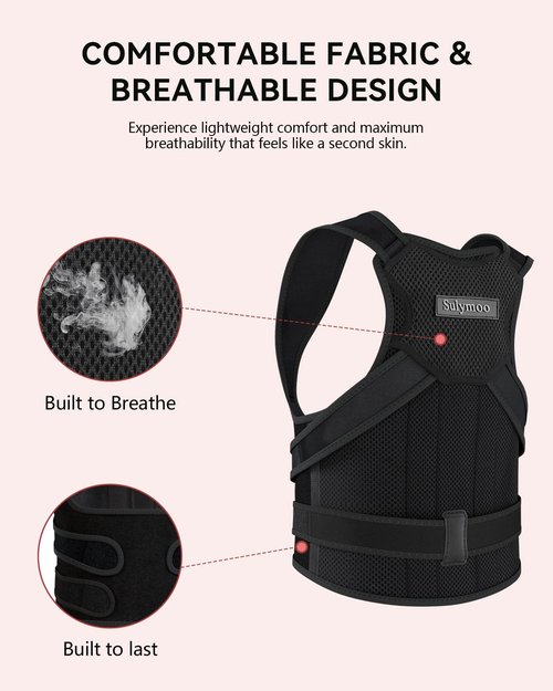 Sulymoo Posture Corrector for Women and Men, Back Brace with Shoulder Support, Adjustable Full Back Brace Straightener for Posture Improving, Relief for Upper & Lower Back, Shoulder Pain (X Large)