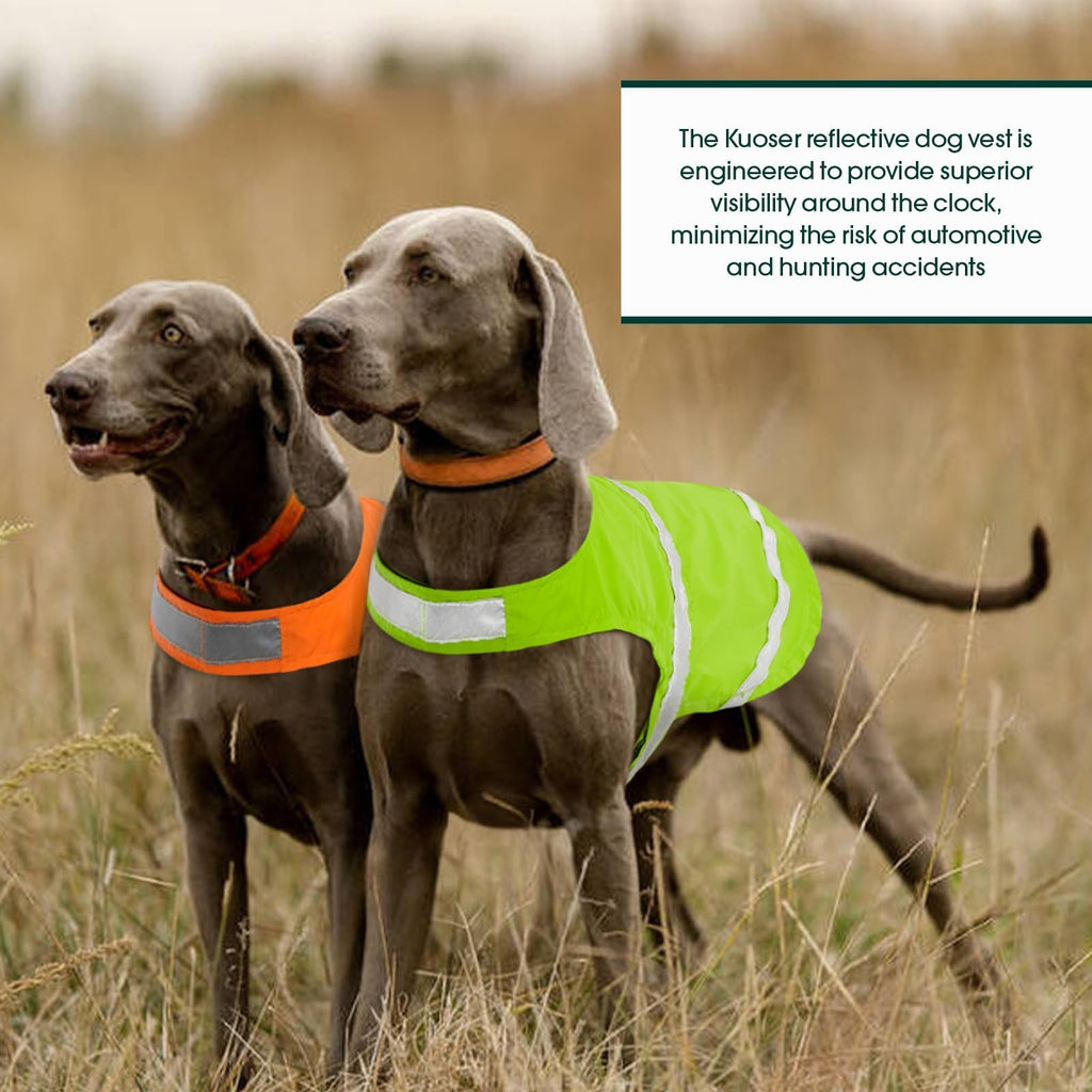 Kuoser Reflective Dog Vest, High Visibility Safety Vest for Medium to Large Dogs, Lightweight Pet Reflective Vests for Hunting Outdoor Activities Walking at Night, Fluorescent Green M
