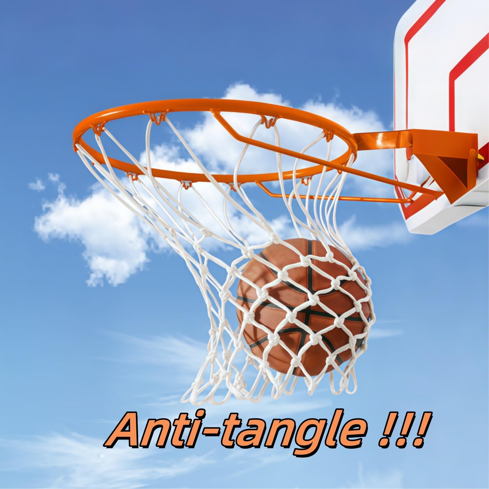 2 Pack Heavy Duty Basketball Net Replacement,2025 Upgrade Heavy Duty Basketball Net, All Weather Anti Whip,12 Loops Fits Standard Indoor or Outdoor Rims (White +White)