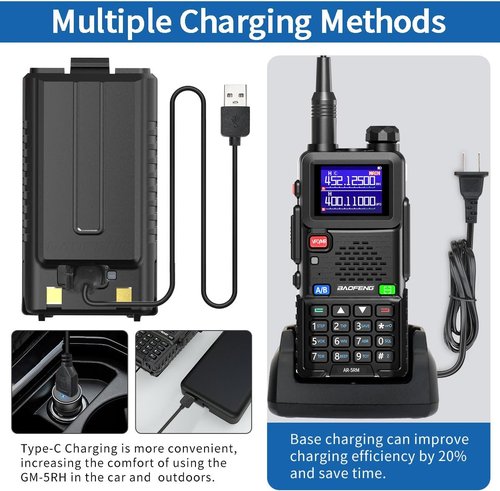 Baofeng AR-5RM Ham Radio | Long Range 10W Rechargeable Two-Way Radio with NOAA & USB-C Charging | 2 Pack