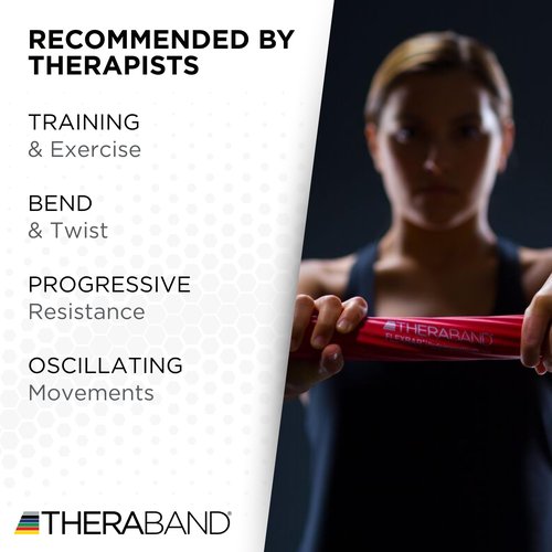 THERABAND FlexBar, Tennis Elbow Therapy Bar, Relieve Tendonitis Pain & Improve Grip Strength, Resistance Bar for Golfers Elbow & Tendinitis, Red, Light, Beginner