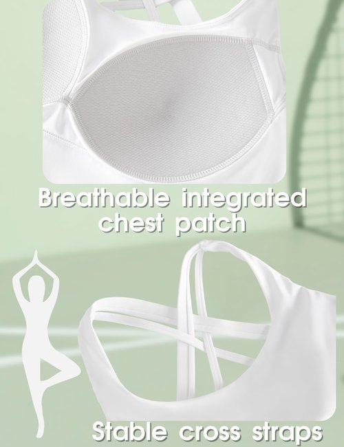 Sports Bras for Women, High Impact Push Up Criss Cross Back Padded Strappy Workout Running Sports Yoga Bras for Women Full Support for Large Bust, White-L