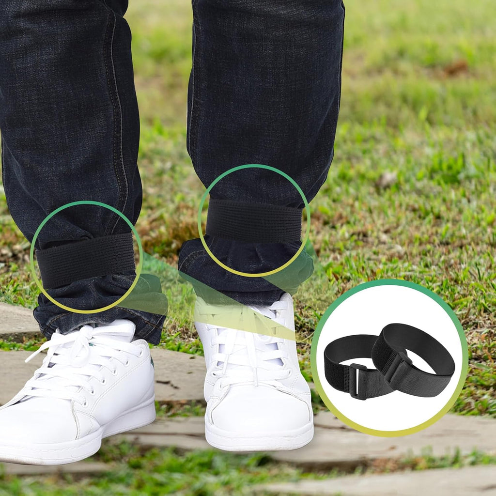 Skiennix 6 PCS Non-Elastic Boot Straps - Adjustable Ankle Straps with Anti-Slip Strips | Black for Outdoor Activities