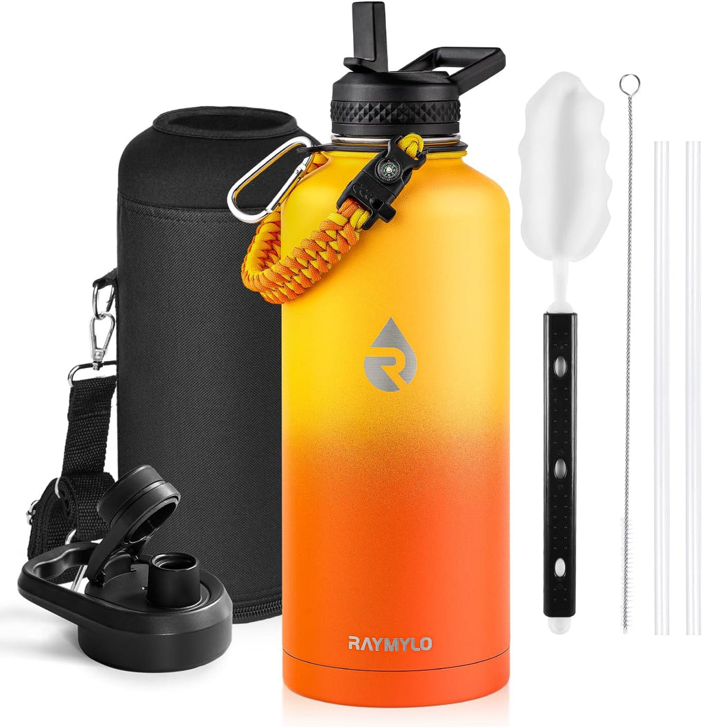 Skiennix Insulated Water Bottle - 87 Oz Triple Wall Vacuum Stainless Steel | Cold for 48 Hrs, Leak Proof, Ombre Orange