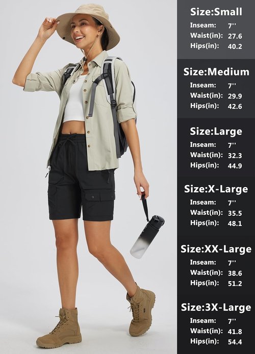Libin Women's Hiking Shorts - Quick Dry Cargo Bermuda with Zipper Pockets | Water Resistant, UPF 50+