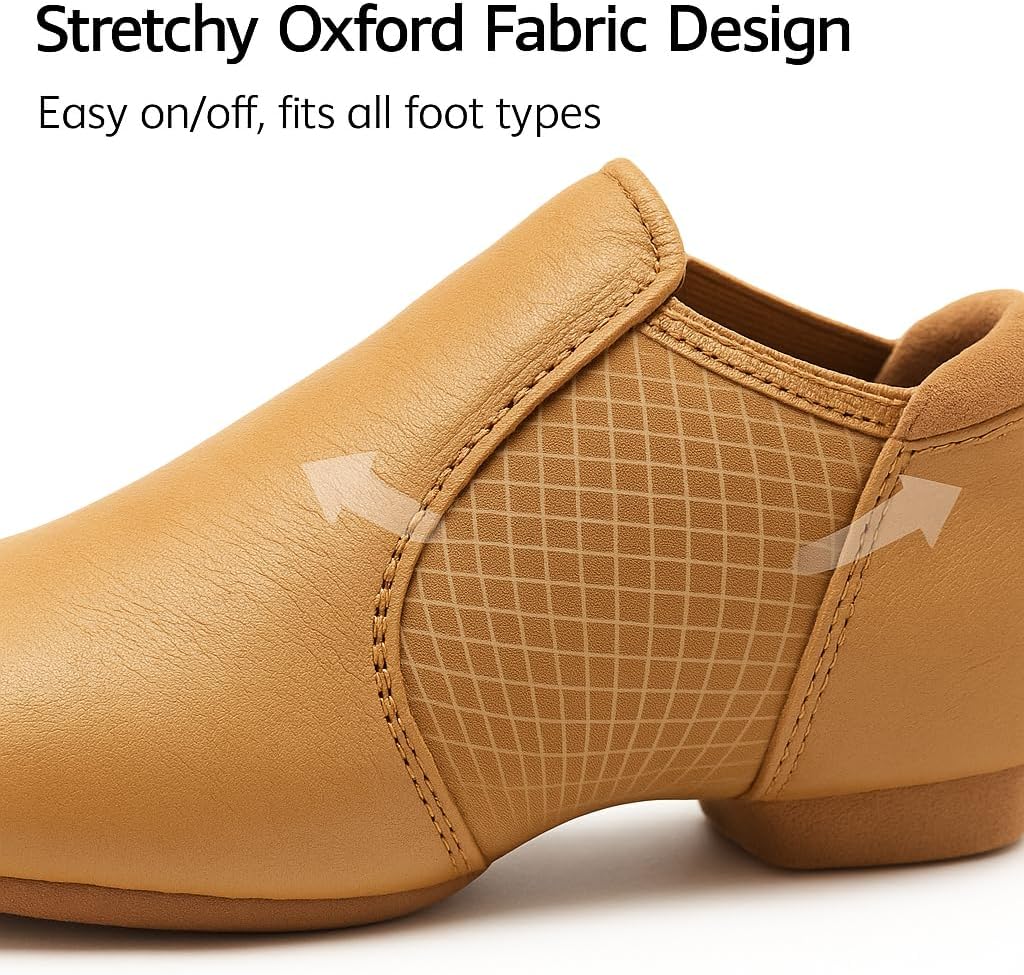 Skiennix Jazz Shoes - Leather Slip-On Dance Shoes for Girls, Women, and Boys | Comfortable Fit