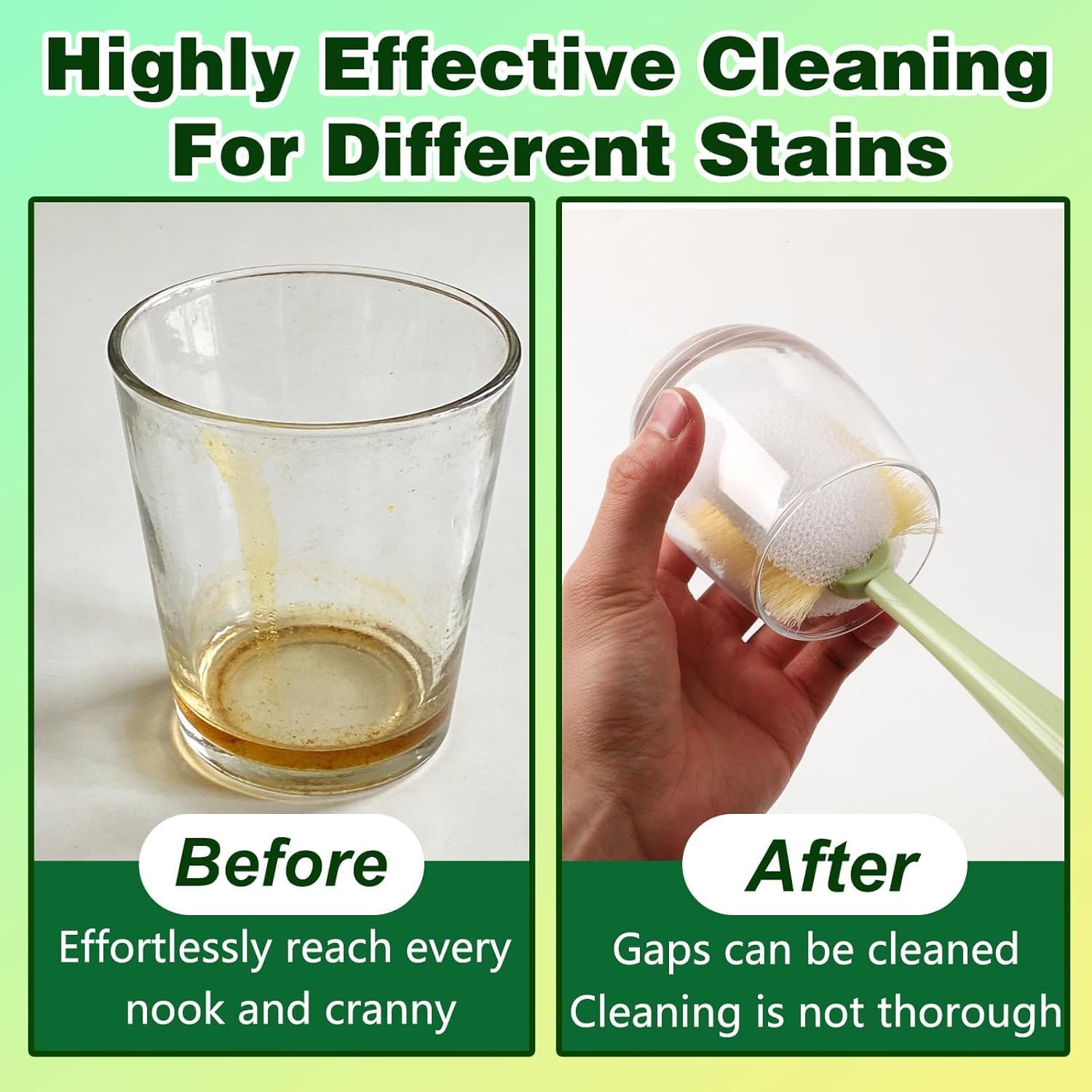 Skiennix 5-in-1 Bottle Cleaning Brush Set - Multifunctional Kitchen Lid Scrubber with Long Handle | 2 Pack