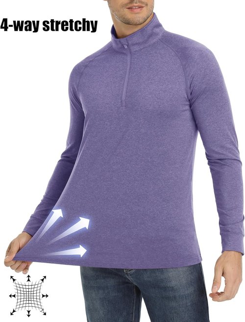 MAGCOMSEN Men's Lightweight 1/4 Zip Pullover | UPF 50+ Sun Protection Athletic Shirt
