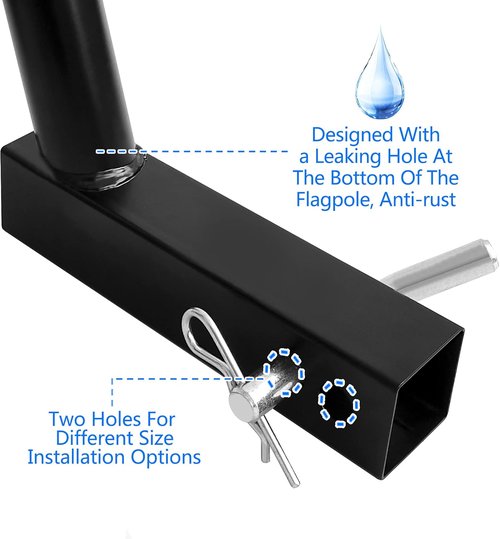 KAIRAY Hitch Mount Flagpole Holder - Universal Fit for 2-Inch Hitch Receivers | Ideal for Trucks, SUVs, RVs