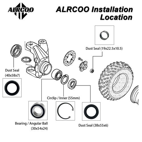 ALRCOO Front Wheel Bearings & Seals Kit fit for Honda Foreman 400 TRX400FW Foreman 450 TRX450 S/ES/FE/FM Foreman 500 Rubicon 500 TRX500 Rincon 650 TRX650 Rincon 680 TRX680 1995-2014
