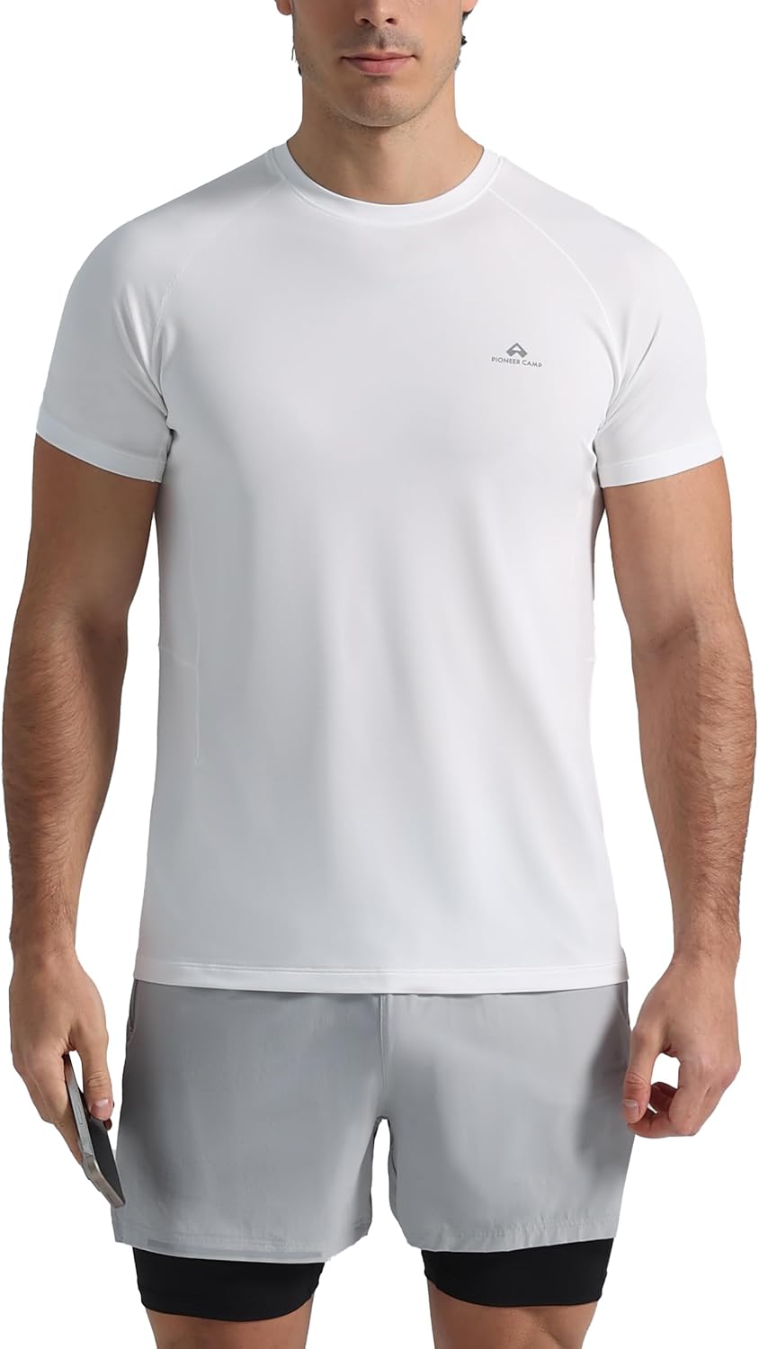 Pioneer Camp Men's Moisture-Wicking Running Shirt - UPF 50+ Short Sleeve Athletic Top