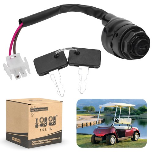 10L0L Ignition Key Switch for Yamaha G11, G16, G19, G20, G21, and G22 Gas and Electric Golf Carts - JN8-82510-09-00 Main Switch Assy with Replacement Key J44-82511-00-YY, JU2-H2511-00