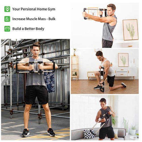 GoFitness Push Down Bar Machine - Chest Expander at Home Workout Equipment for Chest, Arm, Shoulder, Abs and Back - Portable Upper Body Trainer for Home, Travel or Outdoors