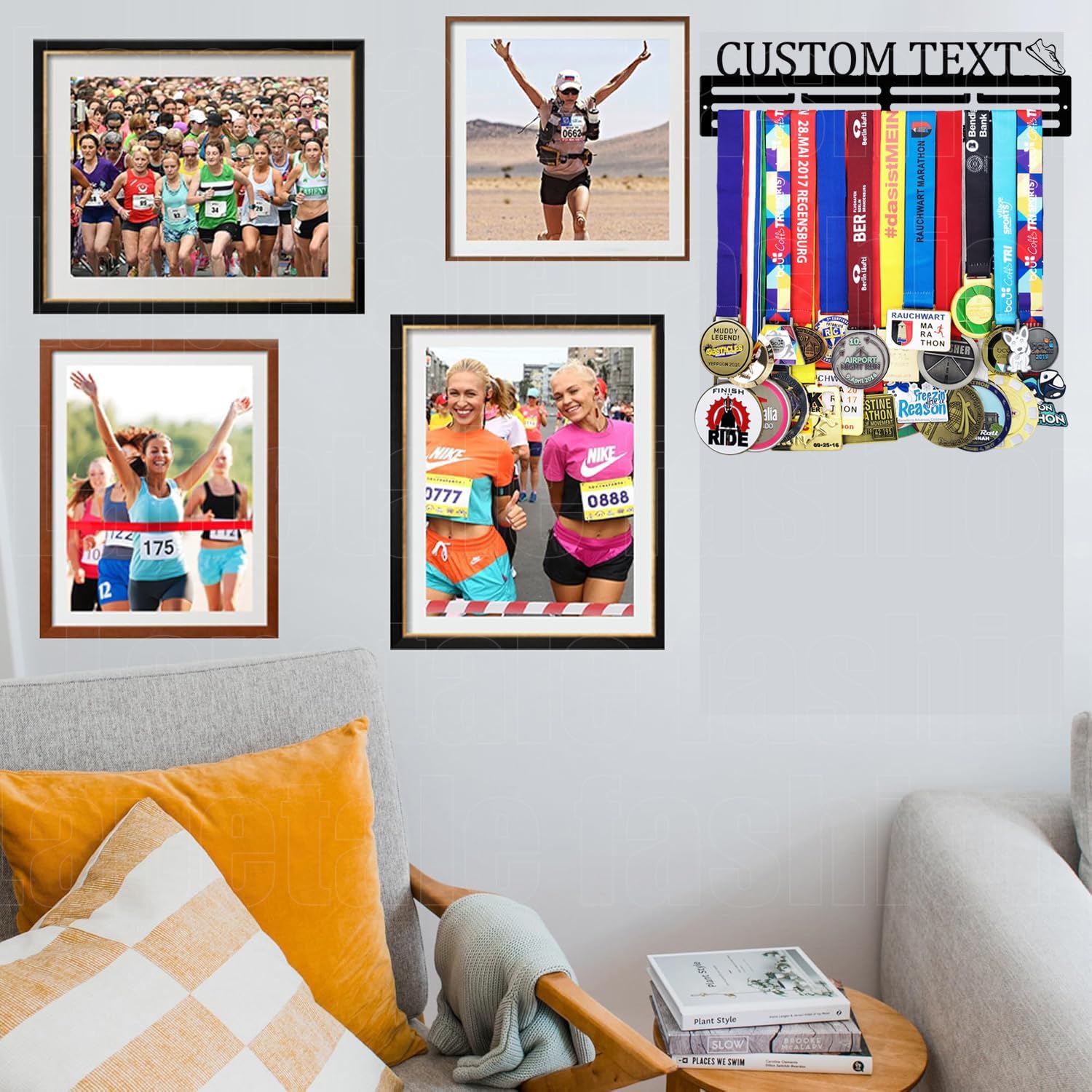 Skiennix Personalized Medal Holder - Custom Name Display Rack for 63 Awards Ribbons | Wall-Mounted Metal Hanger for Athletes