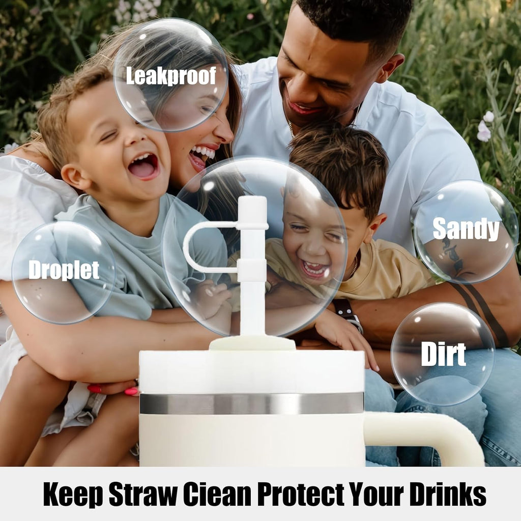Stanley 14-Piece Silicone Straw Cover Caps - Simple 10mm Toppers for 40oz & 30oz Tumblers | White