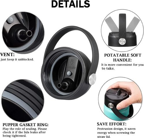 Hydro Flask Flex Straw Lid - Replacement Cap for 20/32/40 Oz Wide Mouth Water Bottles | Durable & Convenient