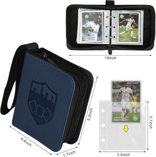 GERMUN Mini Card Binder - Premium 80-Pocket Trading Card Album with 40 Double-Sided Sleeves | Blue