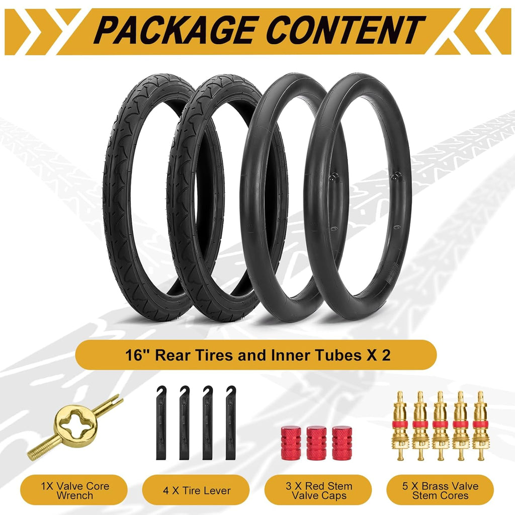 BOB Stroller Tires - 16x1.75/2.125 Replacement Tires & Tubes for Revolution SE & Duallie Joggers | 2 Sets