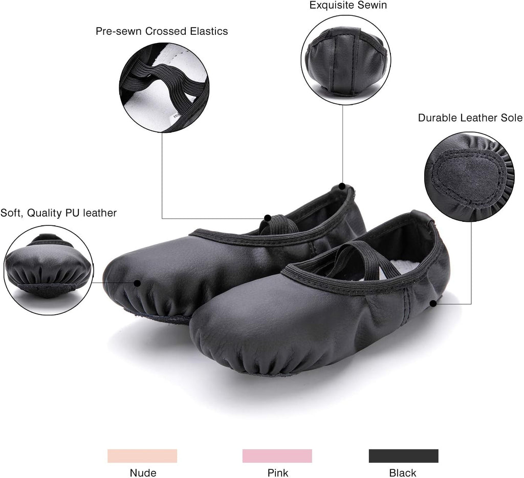 RoseMoli Ballet Shoes - Leather Dance Slippers for Girls, Toddlers & Women | Comfortable & Stylish