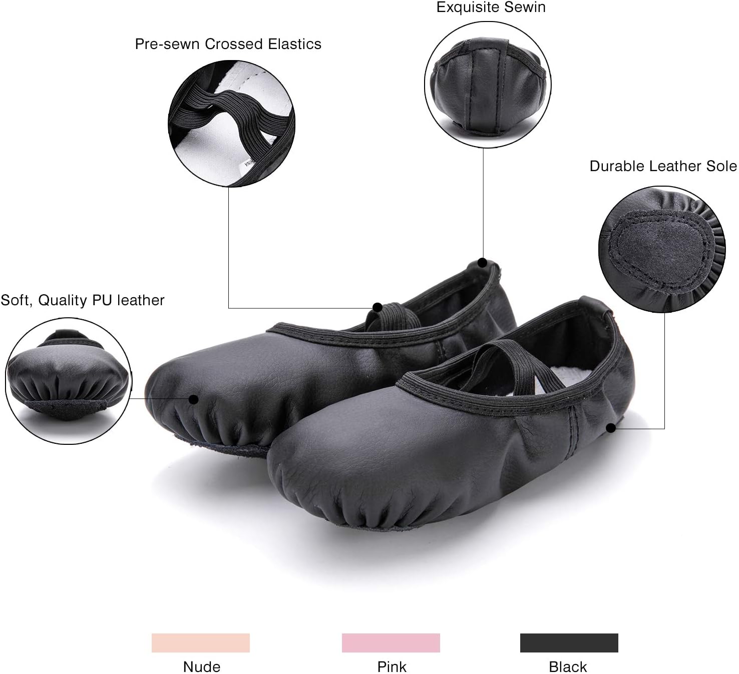 RoseMoli Ballet Shoes - Leather Dance Slippers for Girls, Toddlers & Women | Comfortable & Stylish