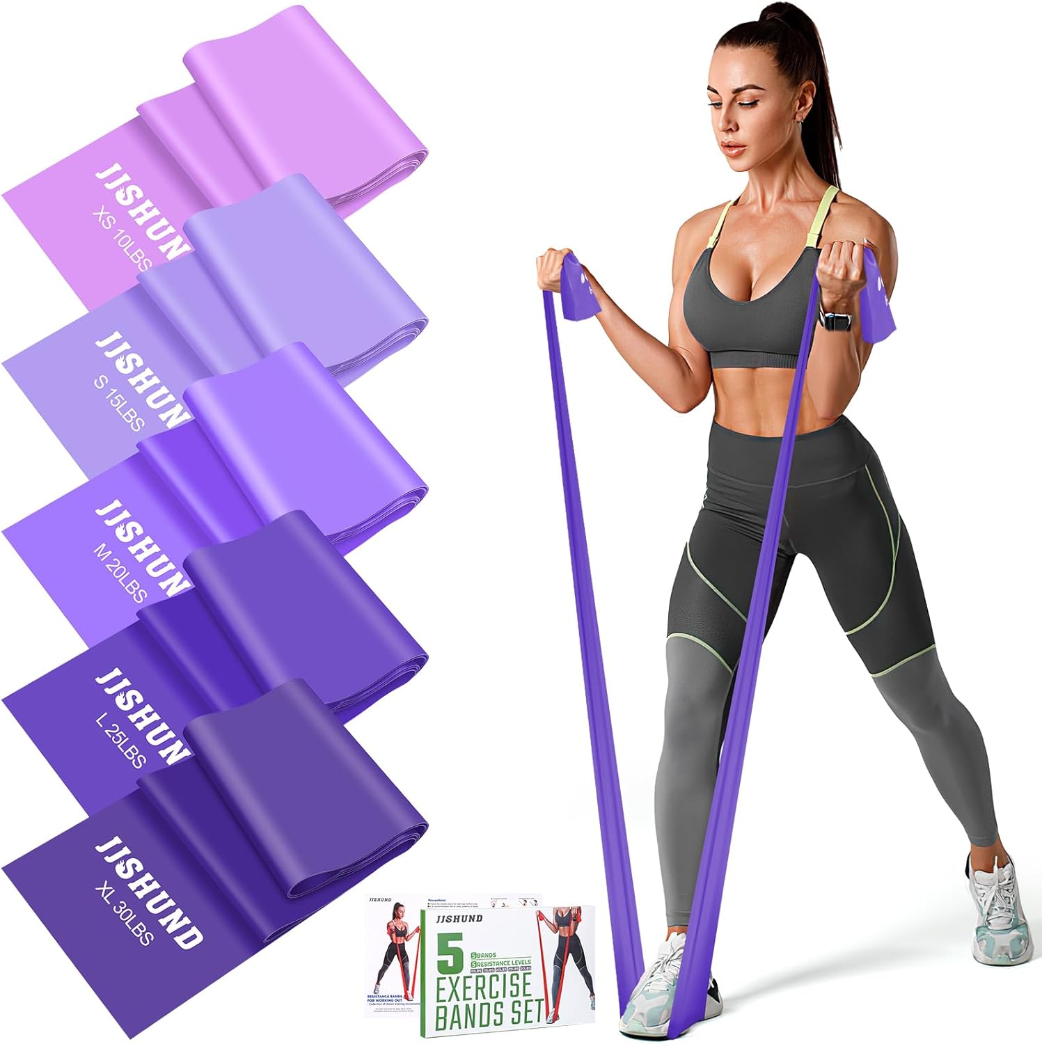 Skiennix Resistance Bands - Professional Elastic Stretch Bands for Fitness | 5 Pcs Set for Yoga & Strength Training