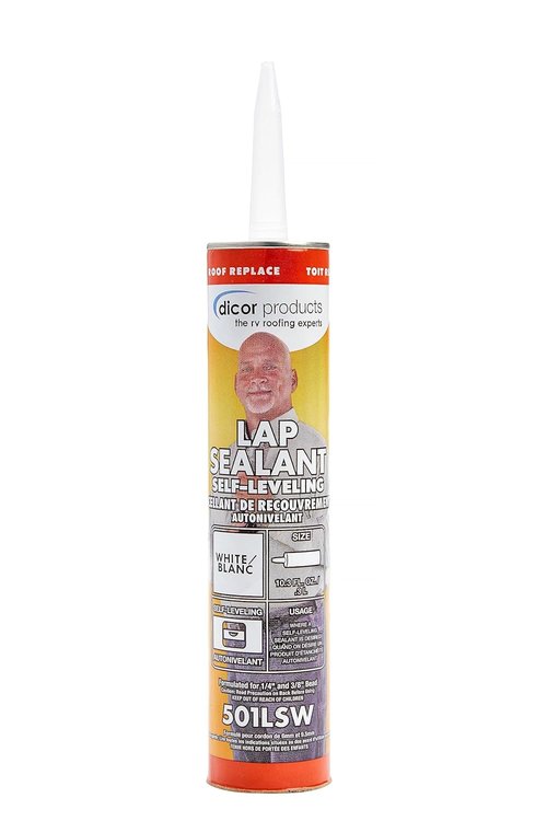 Dicor 501LSW-1 EPDM Self-Leveling Lap Sealant - 10.3 Oz Tube, White | Durable Waterproof Protection