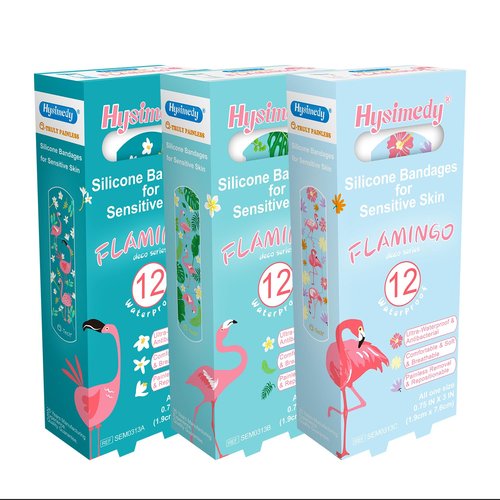 Hysimedy Silicone Adhesive Bandages for Kids Sensitive Skin Waterproof Non Toxic Latex Free Hypoallergenic Small Bandages for Girls Boys Toddler Minor Cuts & Scrapes Flamingo Pattern 36 ct 3/4"x3"