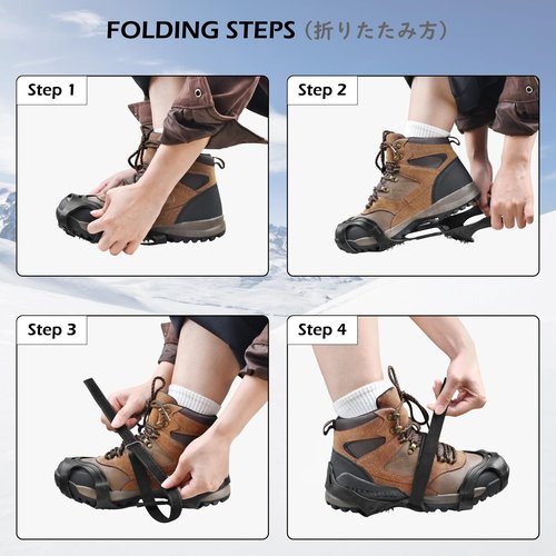 TRIWONDER Ice Cleats for Shoes and Boots 11-Stud Anti-Slip Snow Traction Cleats with Secure Straps, Ice Grips Crampons for Hiking, Walking, and Fishing Gear (11 Spikes, Large)
