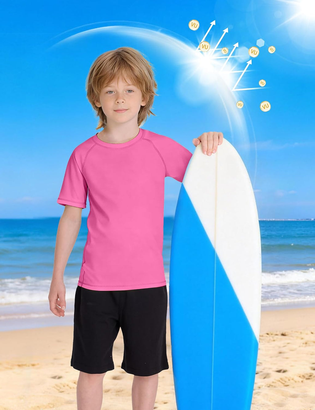 Skiennix Boys' Rash Guard Swim Shirt - UPF 50+ Sun Protection | Short Sleeve for Swimming & Surfing
