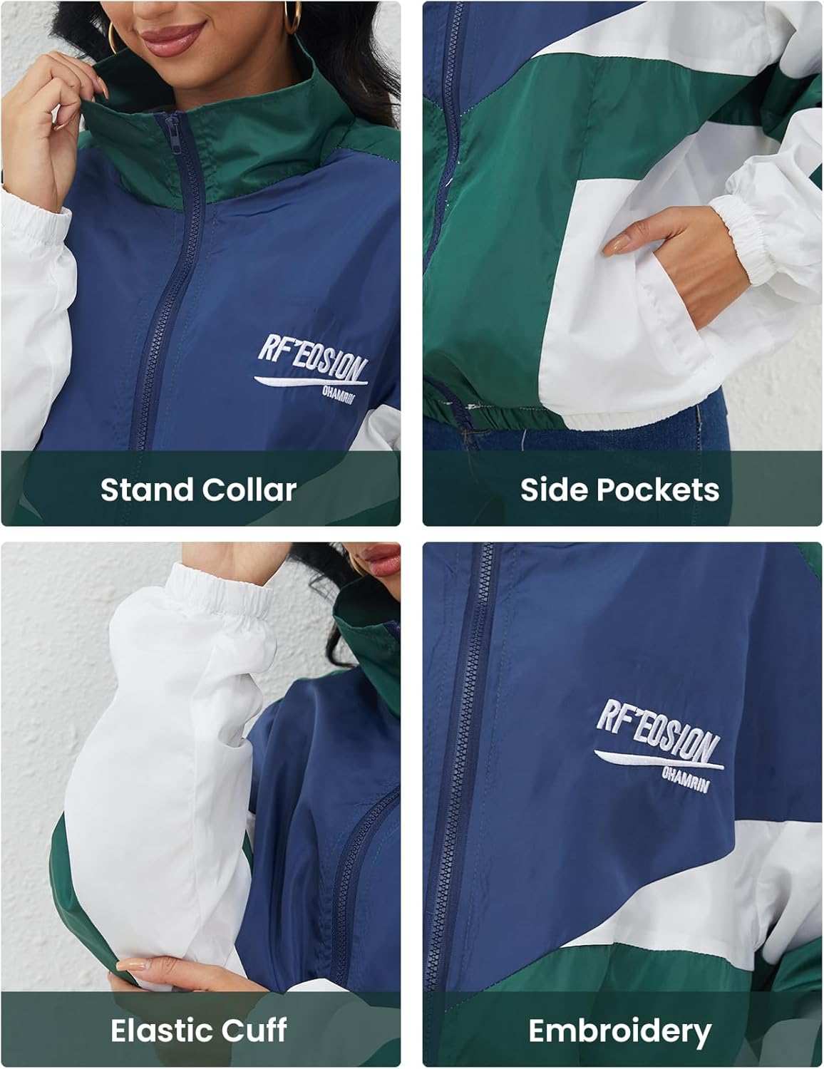 Wyeysyt Women's Vintage 90s Oversized Windbreaker Jacket - Y2K Varsity Style