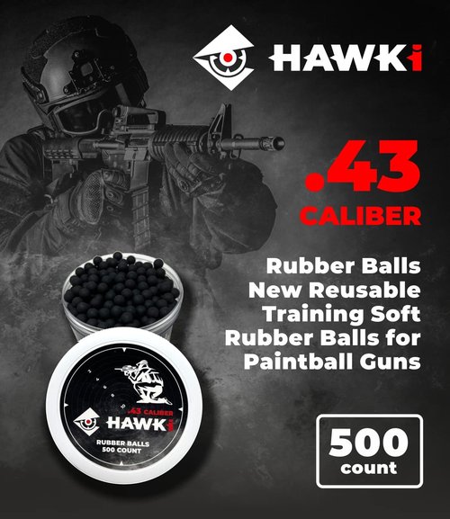 Hawki Rubber Balls - Reusable .50/.43 Cal Soft Training Balls for Less Lethal Paintball Guns