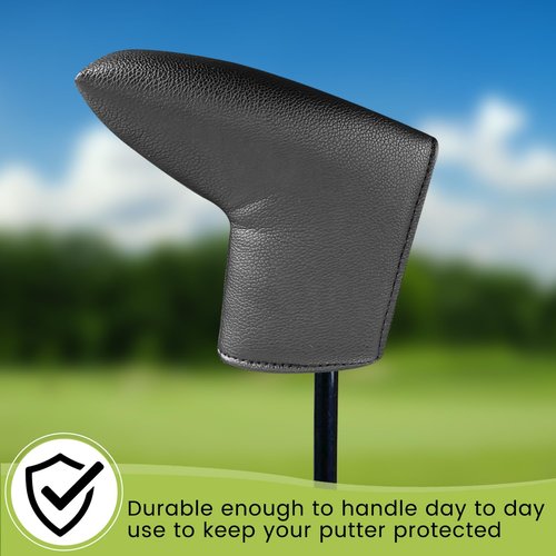 All Teed Up Premium Magnetic Blade Putter Cover | PU Leather Golf Headcover with Strong Magnetic Closure | Universal Fit for Scotty Cameron, Odyssey, Taylormade (Black)