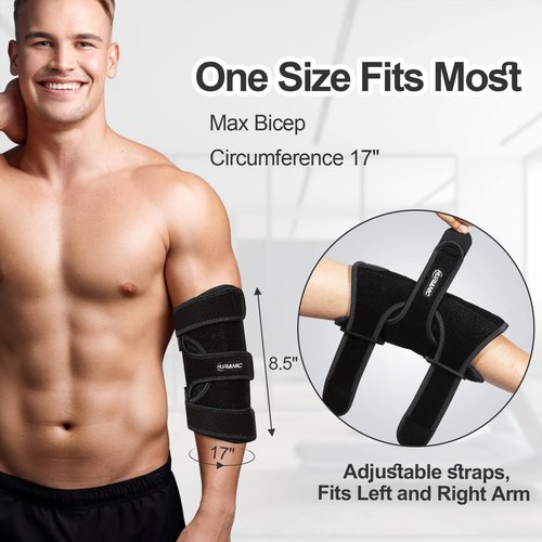 Elbow Brace, Tendonitis and Tennis Elbow pain Relief, Adjustable Stabilizer with Splint for Ulnar Nerve Entrapment and Cubital Tunnel Syndrome, Arm Support straps for Night Sleep Fit Men& Women Black