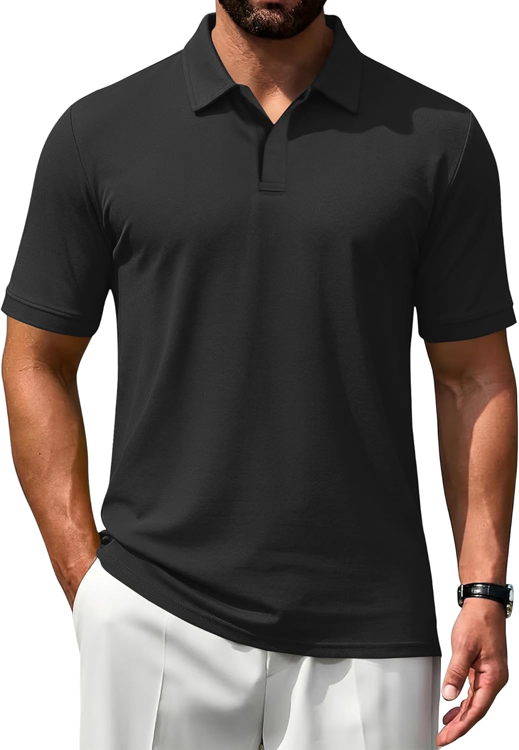 Poriff Men's Polo Shirt - Short Sleeve Golf Tee with Moisture Wicking Fabric | Sizes S-3XL