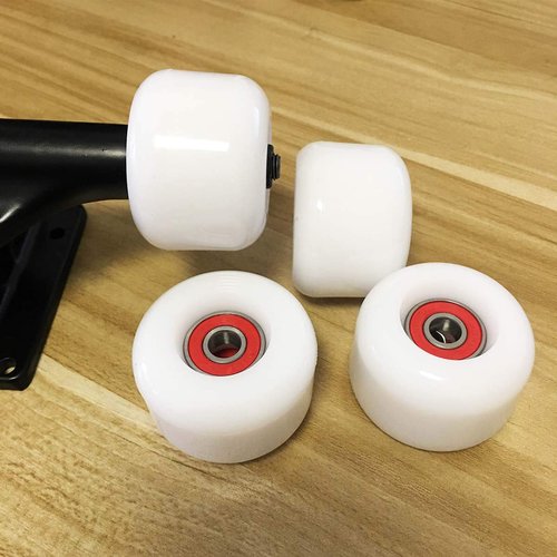 Jonscart Sport Skateboard Wheels Kit-4pcs 50mm X 35mm 83A White Soft Cruiser Wheels 8pcs High Speed Precision ABEC-9 Ball Bearings 4pcs Spacers