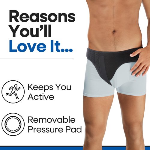 Hernia Belt for Men Inguinal Hernia Support | Groin or Lower Abdominal Truss for Women or Mens Inguinal Hernias Support Belt | With Pressure Pad Compression Fits Left or Right Groins Legs (LARGE)